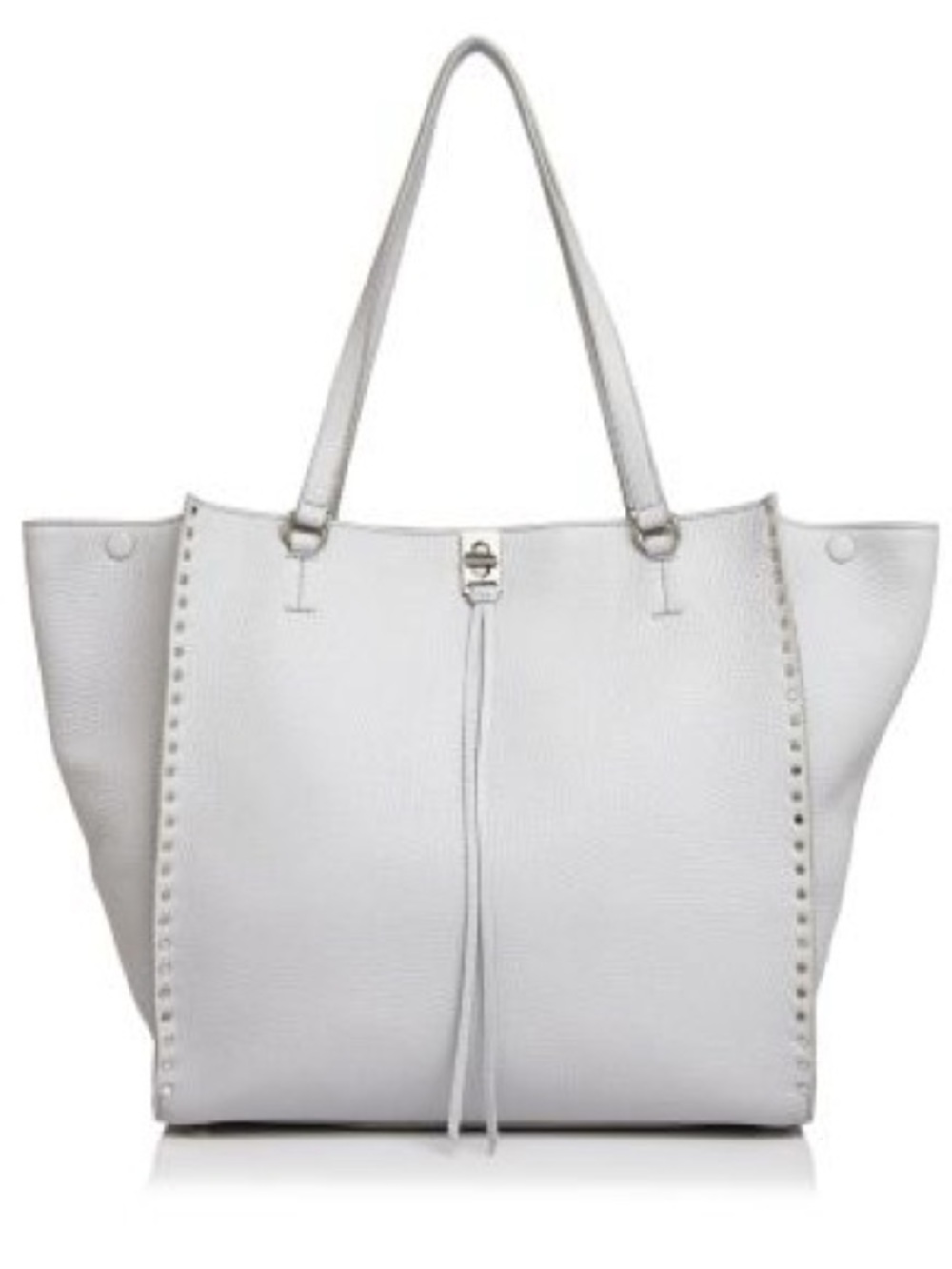Rebecca Minkoff White Oil Slick Stud Darren Pebbled Leather Tote